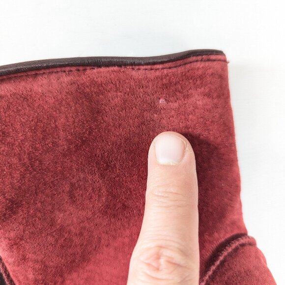 NEW Red Suede-like gloves by EATON ladies size M, white lining 100% Acrylic - Picture 6 of 11